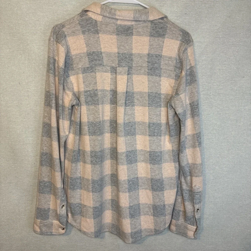 Faherty Flannel Shirt Womens S Pink Gray Soft Stretch Long Sleeve Cozy Fall - Picture 5 of 8